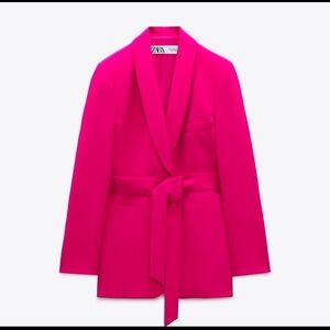 Pink Zara Belted Blazer